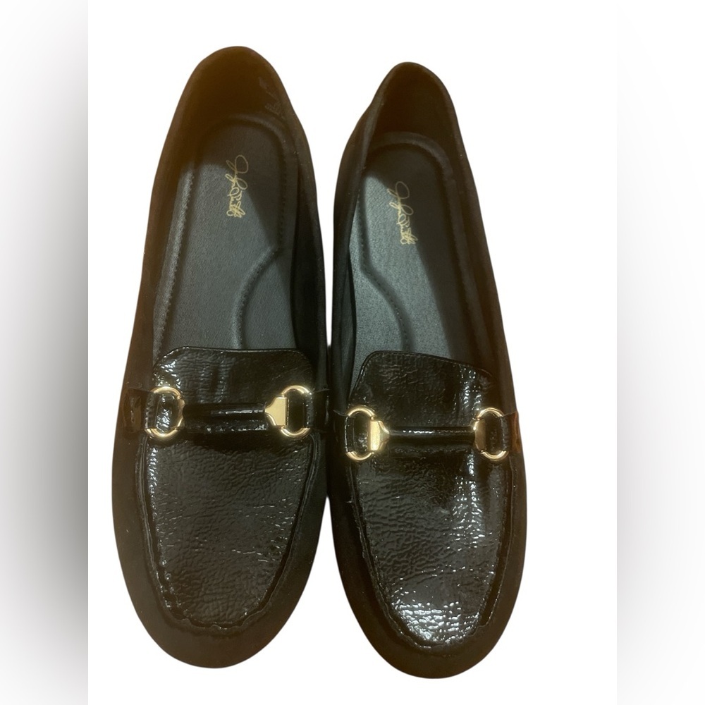 Black Loafers Women’s 9 Gold Bit Preppy Quiet Luxury Chic Flats